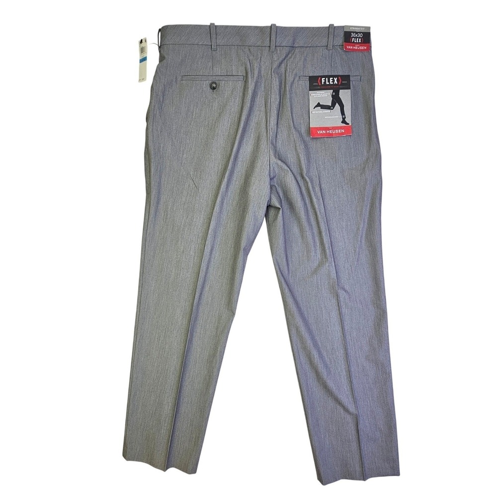 Van Heusen Flex Straight Fit Dress Pants Mens 36x30 Silver‎ Grey 505M104045 NWT